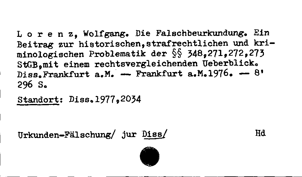 [Katalogkarte Dissertationenkatalog bis 1980]