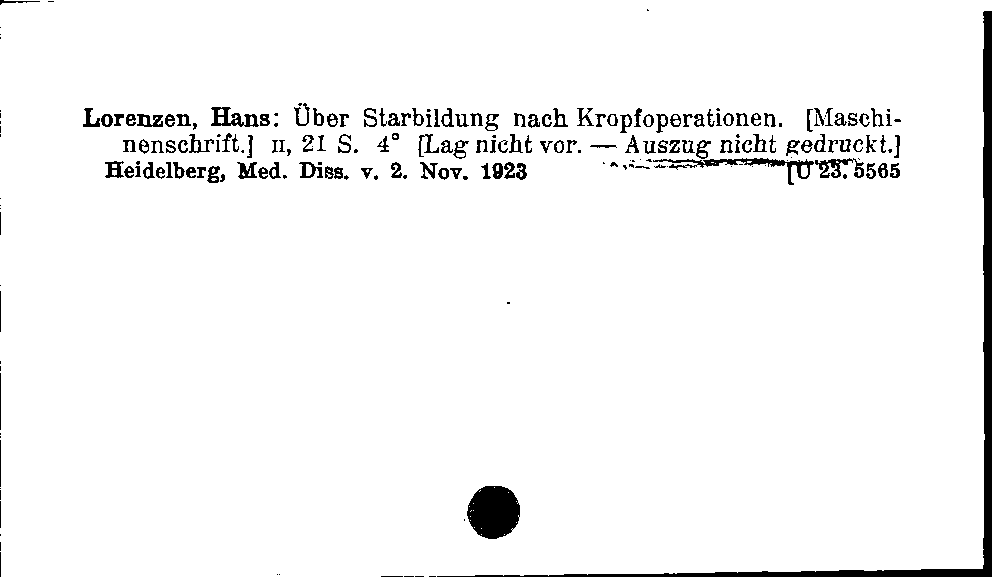 [Katalogkarte Dissertationenkatalog bis 1980]