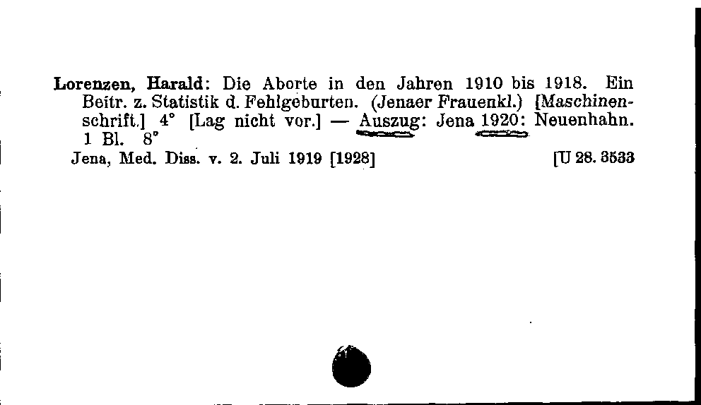 [Katalogkarte Dissertationenkatalog bis 1980]