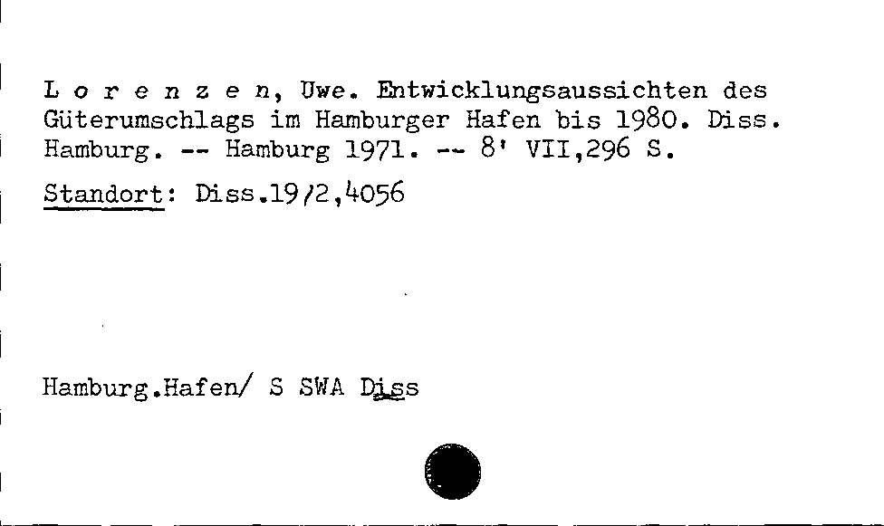 [Katalogkarte Dissertationenkatalog bis 1980]