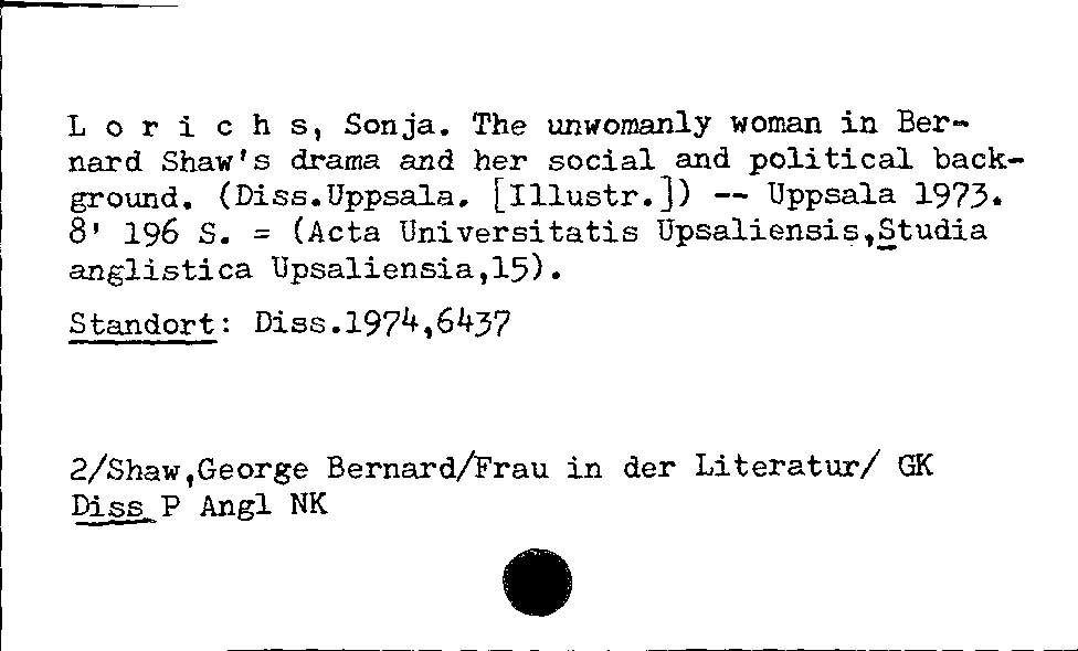 [Katalogkarte Dissertationenkatalog bis 1980]