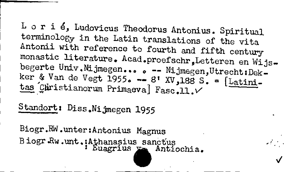 [Katalogkarte Dissertationenkatalog bis 1980]