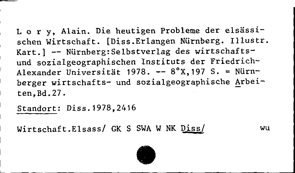 [Katalogkarte Dissertationenkatalog bis 1980]