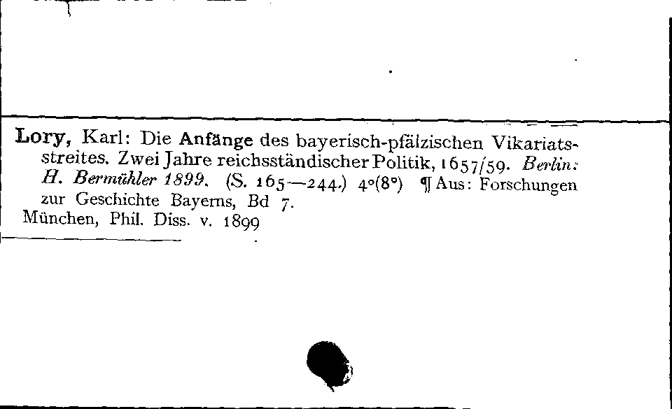 [Katalogkarte Dissertationenkatalog bis 1980]