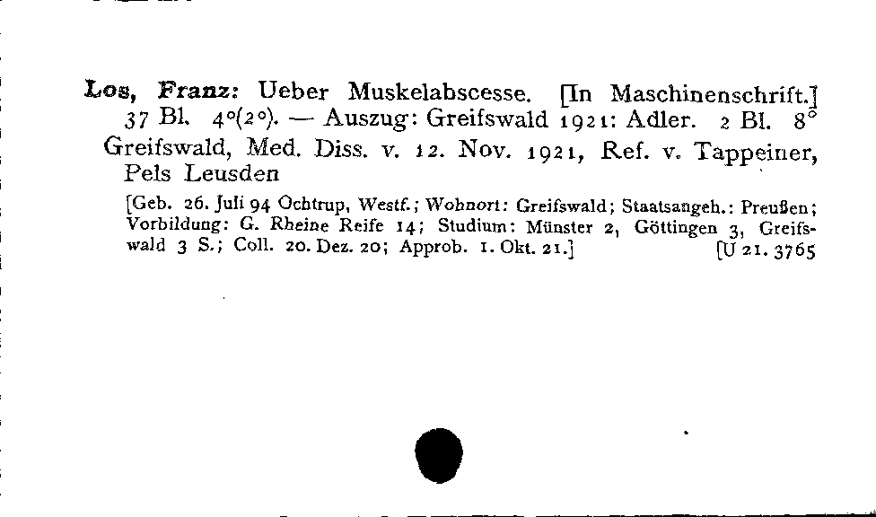 [Katalogkarte Dissertationenkatalog bis 1980]