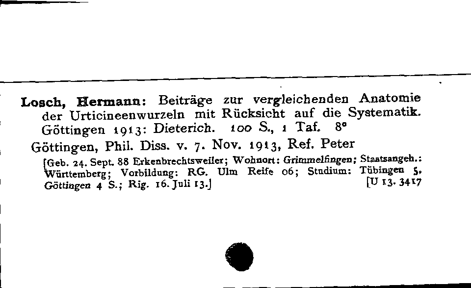 [Katalogkarte Dissertationenkatalog bis 1980]