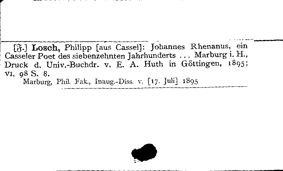 [Katalogkarte Dissertationenkatalog bis 1980]