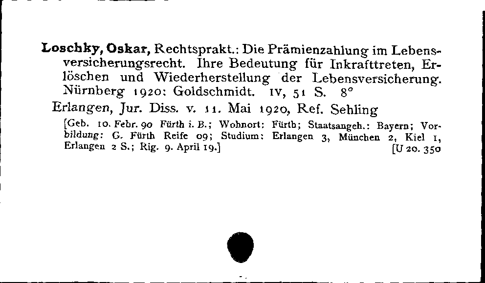 [Katalogkarte Dissertationenkatalog bis 1980]