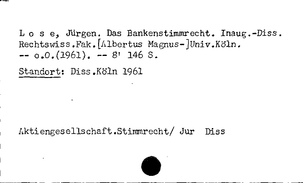 [Katalogkarte Dissertationenkatalog bis 1980]