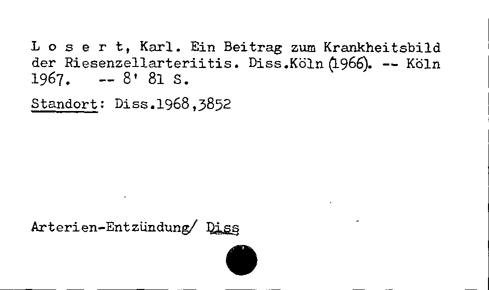 [Katalogkarte Dissertationenkatalog bis 1980]