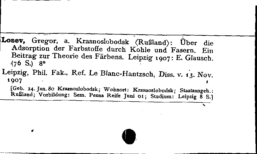 [Katalogkarte Dissertationenkatalog bis 1980]