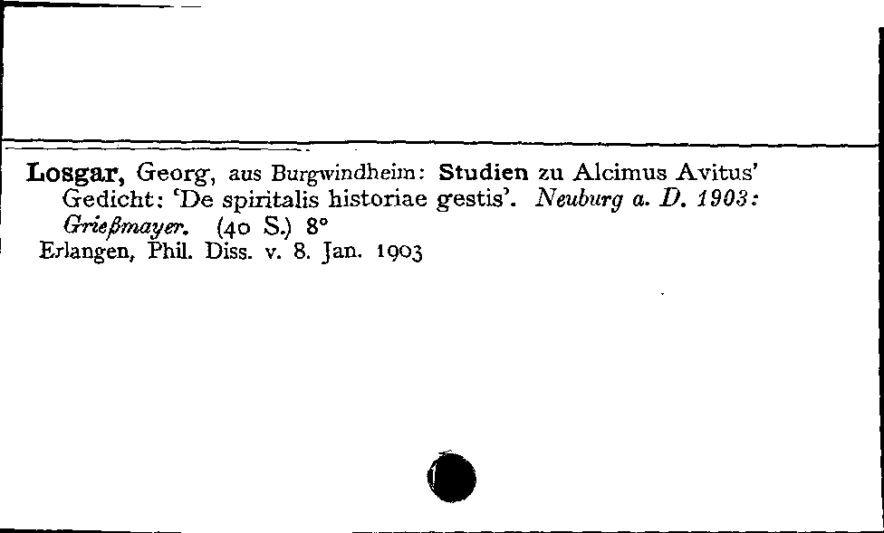 [Katalogkarte Dissertationenkatalog bis 1980]