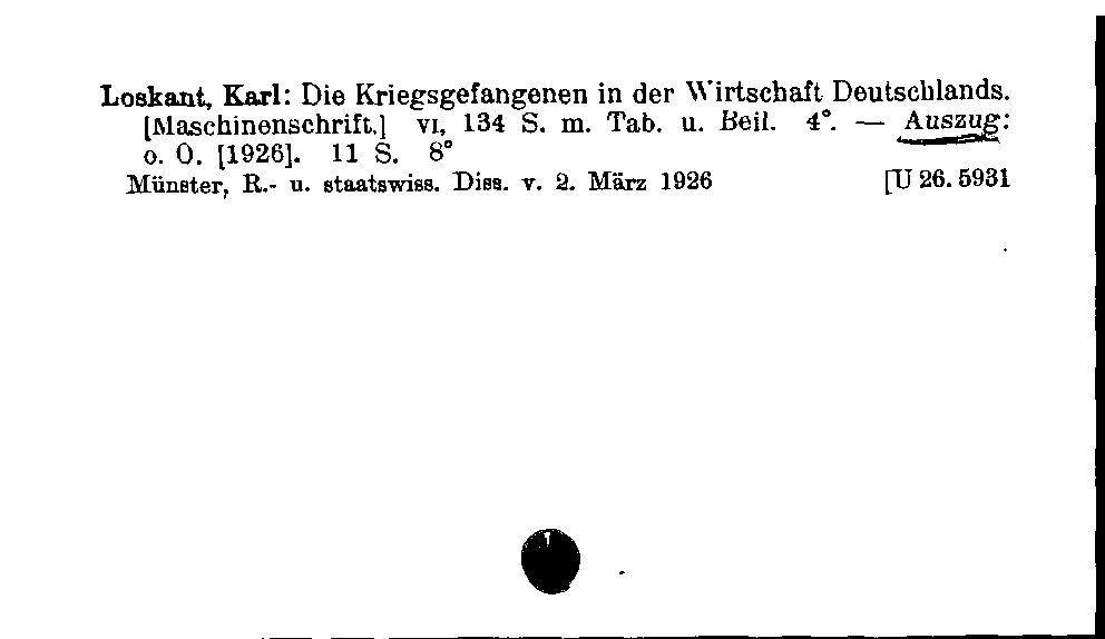 [Katalogkarte Dissertationenkatalog bis 1980]