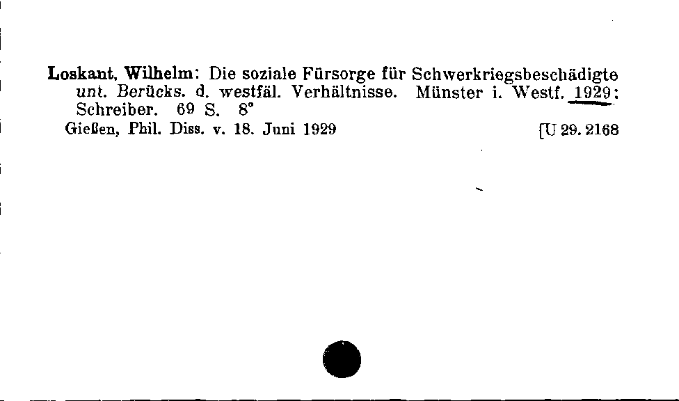 [Katalogkarte Dissertationenkatalog bis 1980]