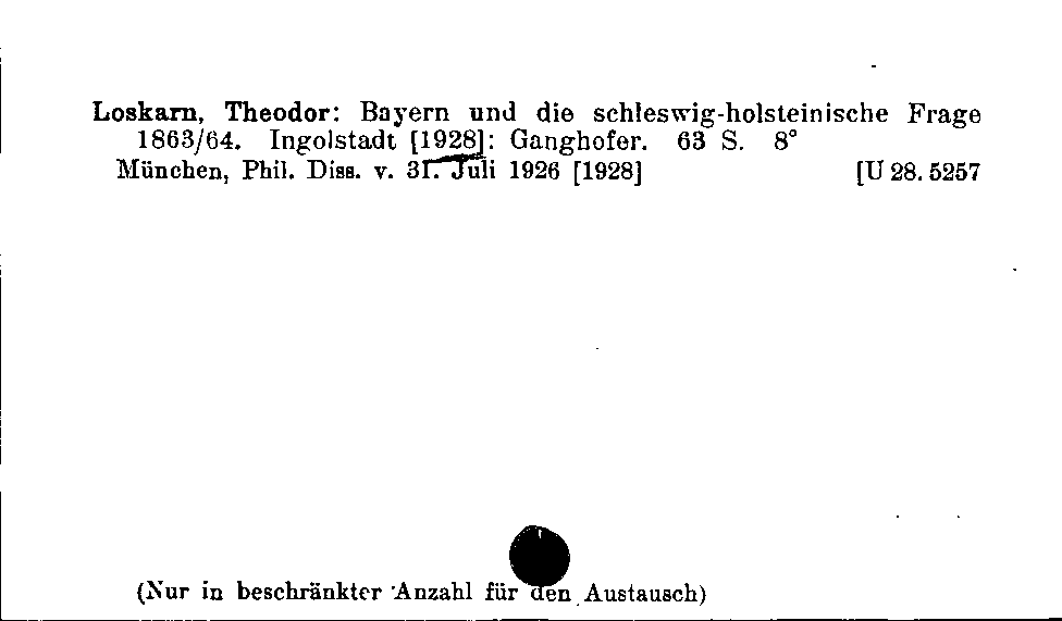 [Katalogkarte Dissertationenkatalog bis 1980]