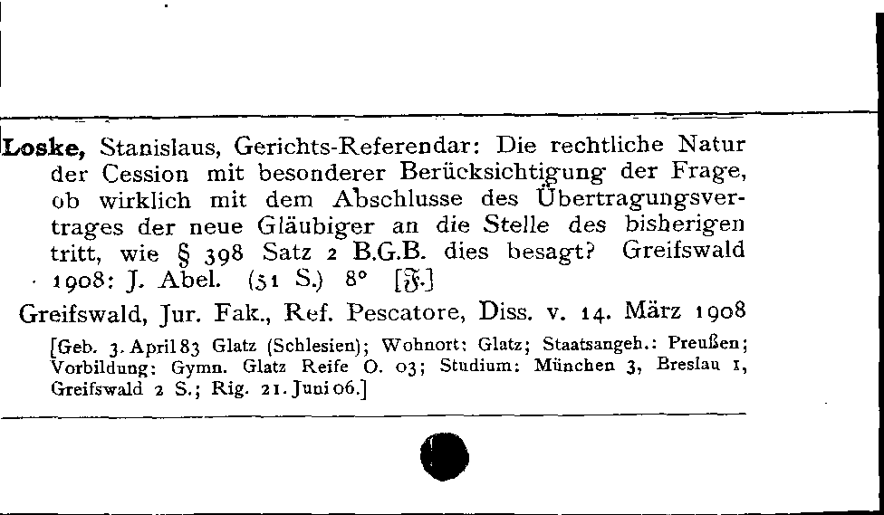 [Katalogkarte Dissertationenkatalog bis 1980]