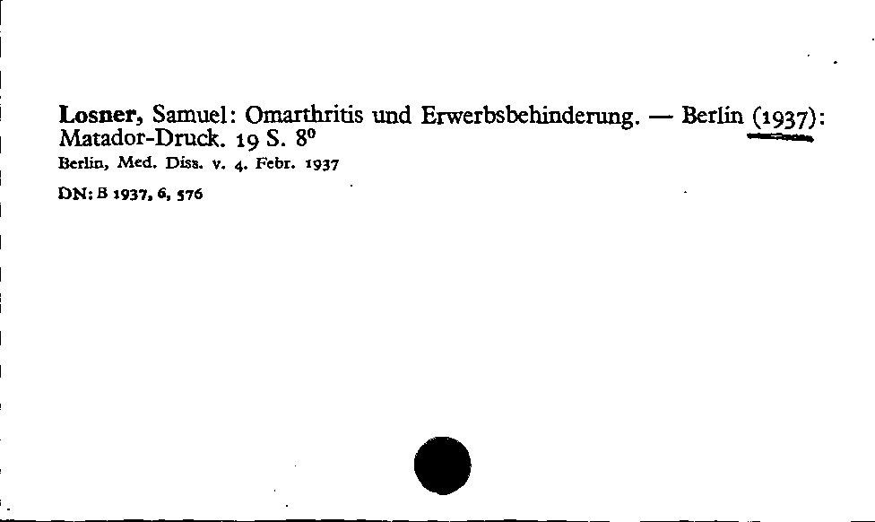 [Katalogkarte Dissertationenkatalog bis 1980]