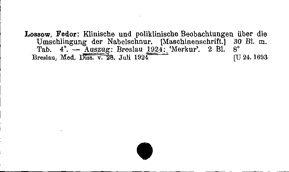 [Katalogkarte Dissertationenkatalog bis 1980]