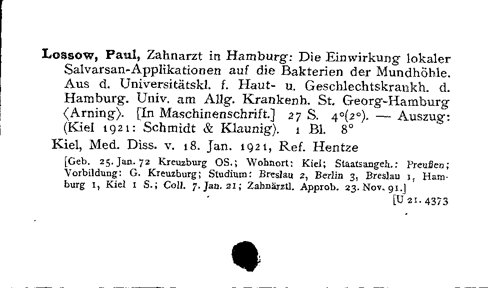 [Katalogkarte Dissertationenkatalog bis 1980]