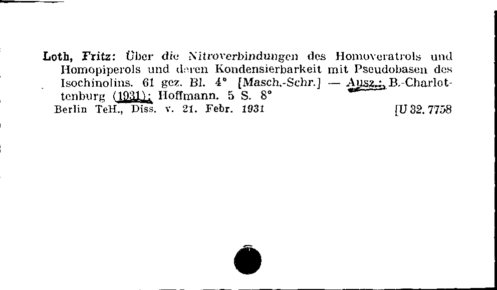 [Katalogkarte Dissertationenkatalog bis 1980]