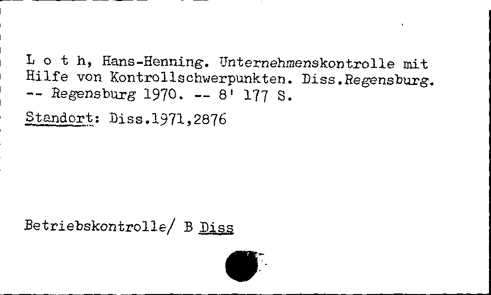 [Katalogkarte Dissertationenkatalog bis 1980]