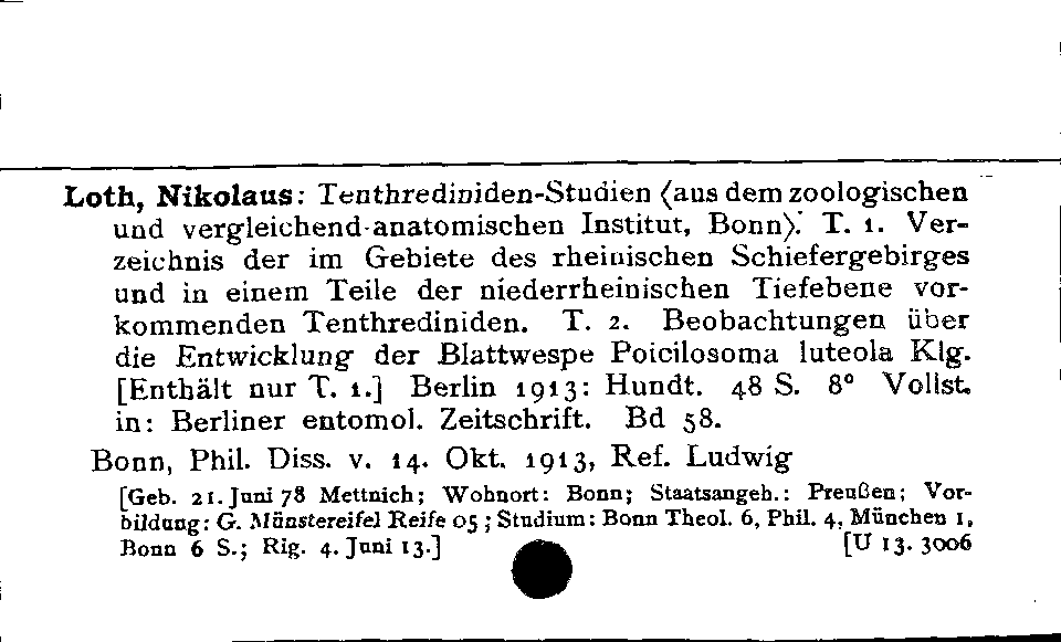 [Katalogkarte Dissertationenkatalog bis 1980]