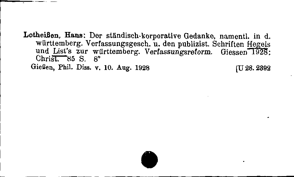 [Katalogkarte Dissertationenkatalog bis 1980]