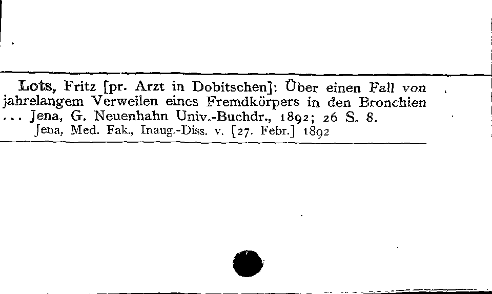 [Katalogkarte Dissertationenkatalog bis 1980]