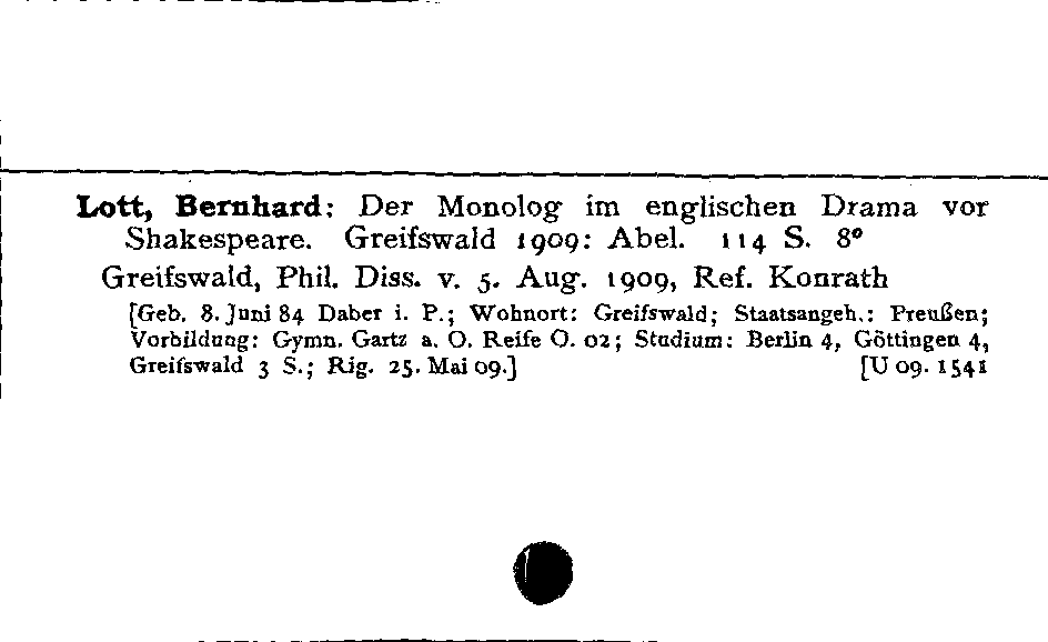 [Katalogkarte Dissertationenkatalog bis 1980]