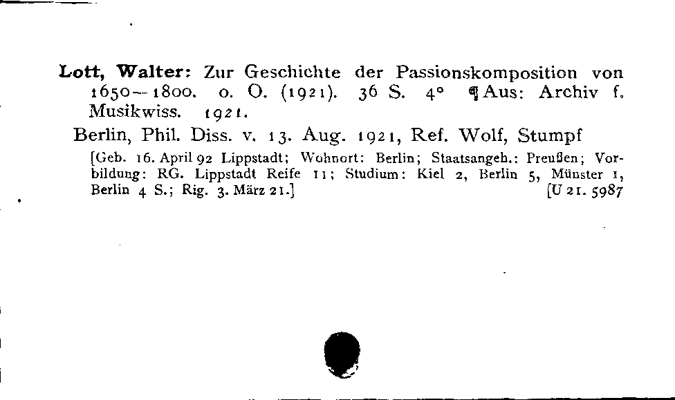 [Katalogkarte Dissertationenkatalog bis 1980]