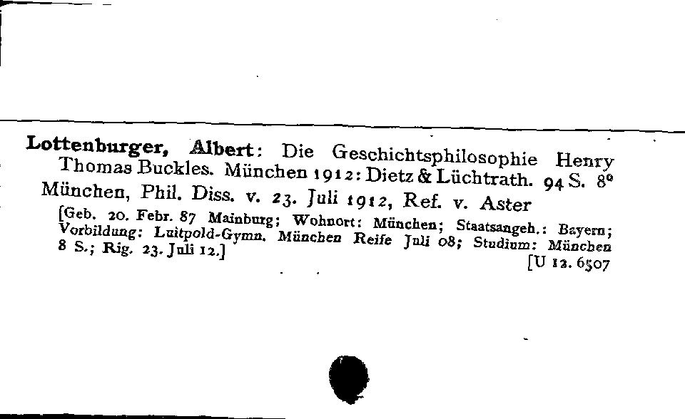 [Katalogkarte Dissertationenkatalog bis 1980]