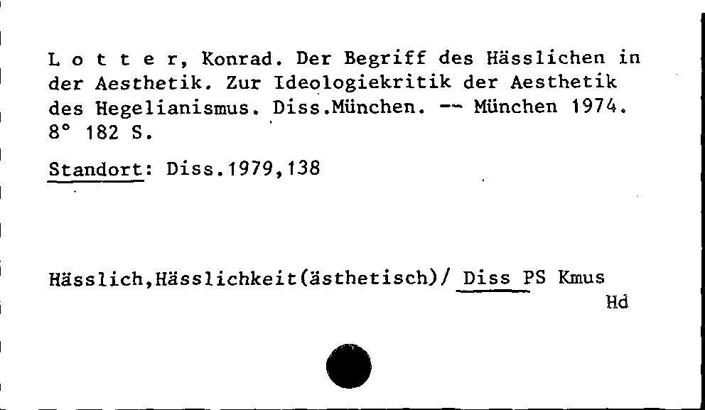 [Katalogkarte Dissertationenkatalog bis 1980]