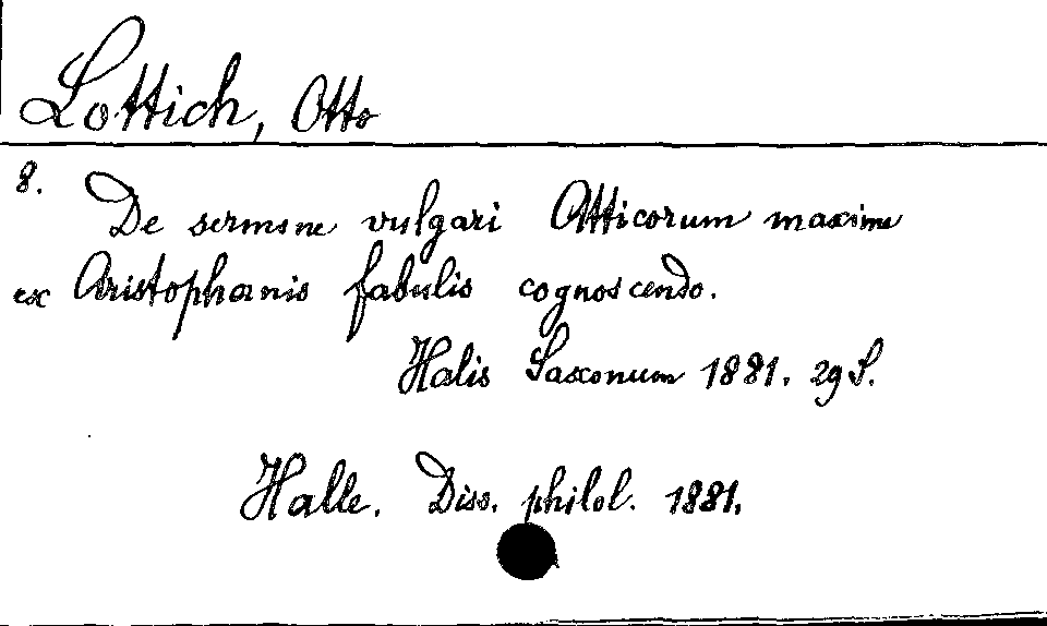 [Katalogkarte Dissertationenkatalog bis 1980]