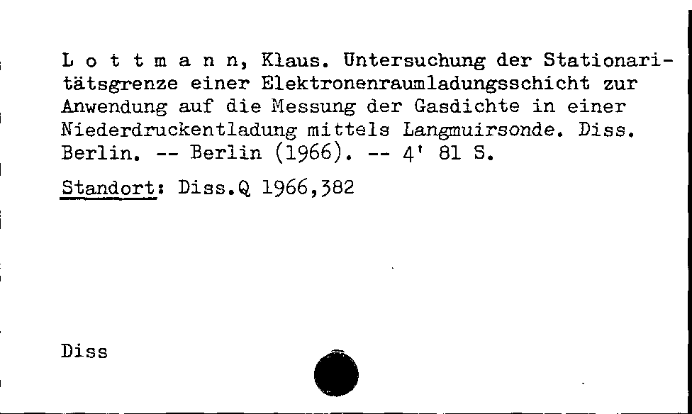 [Katalogkarte Dissertationenkatalog bis 1980]