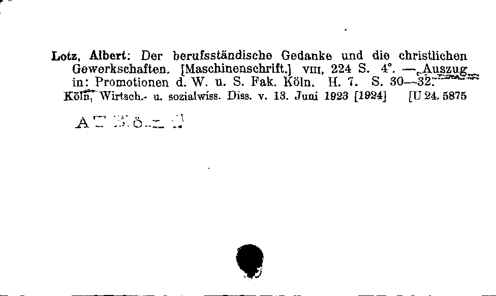 [Katalogkarte Dissertationenkatalog bis 1980]