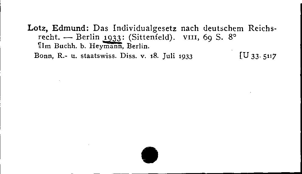 [Katalogkarte Dissertationenkatalog bis 1980]