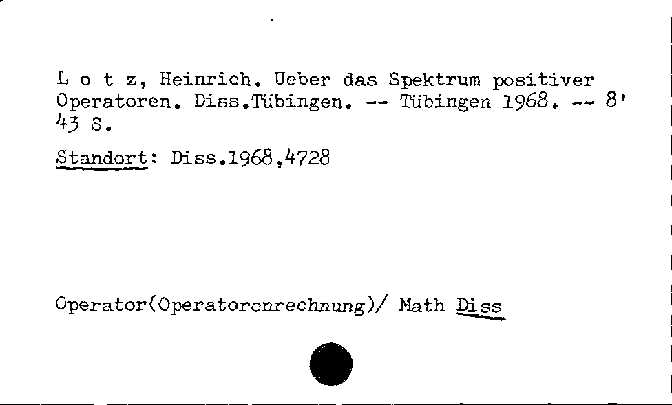 [Katalogkarte Dissertationenkatalog bis 1980]