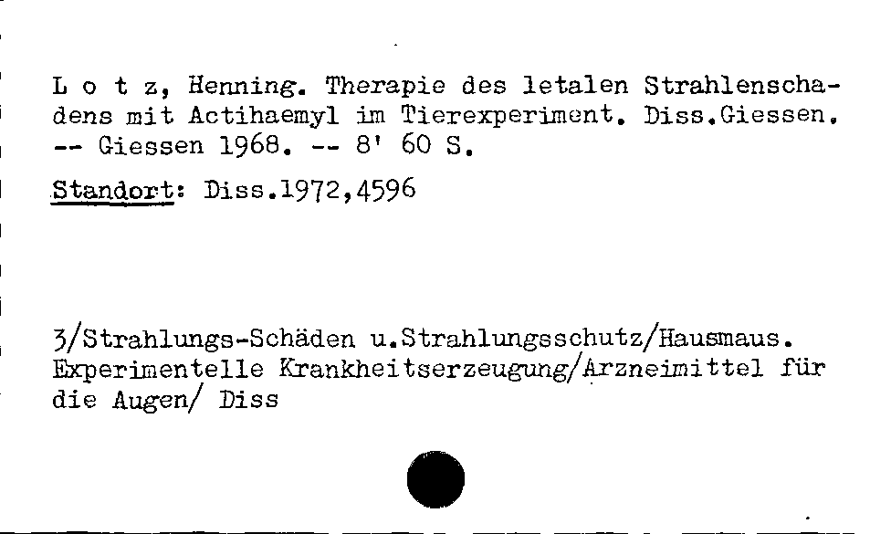 [Katalogkarte Dissertationenkatalog bis 1980]