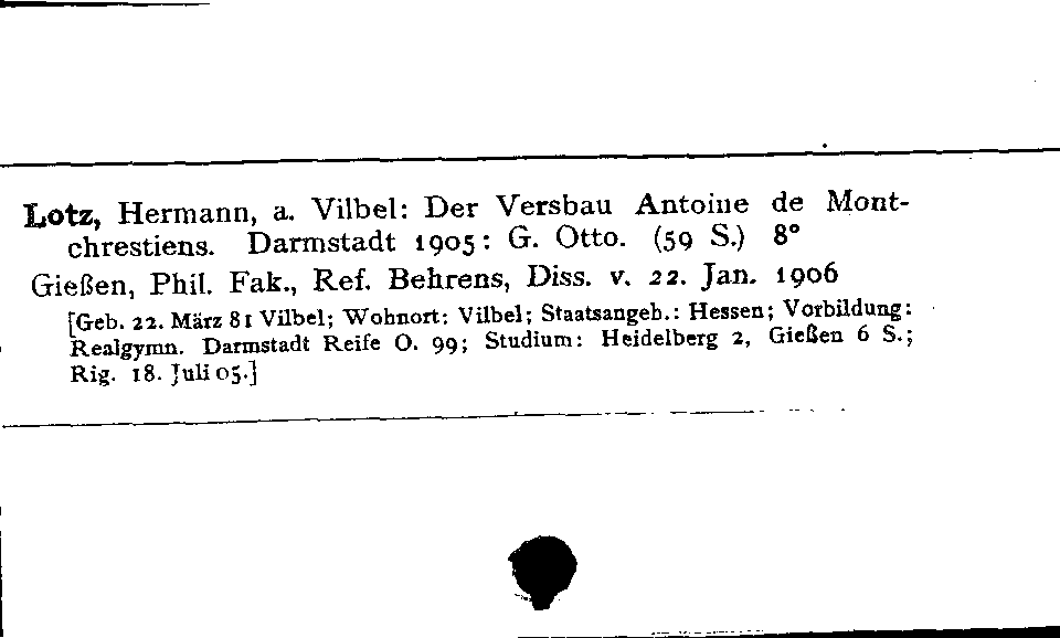 [Katalogkarte Dissertationenkatalog bis 1980]