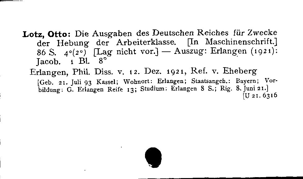 [Katalogkarte Dissertationenkatalog bis 1980]