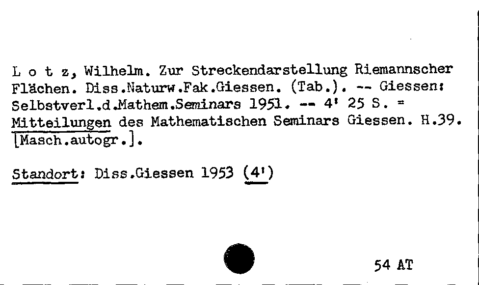 [Katalogkarte Dissertationenkatalog bis 1980]