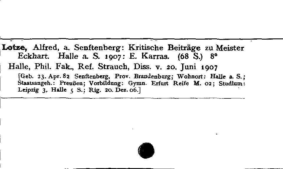 [Katalogkarte Dissertationenkatalog bis 1980]