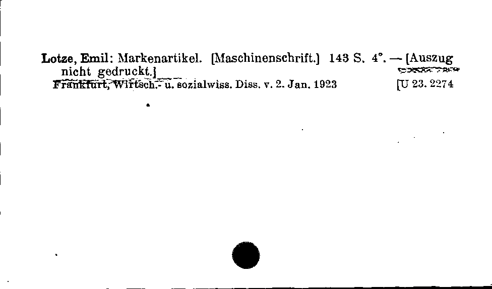 [Katalogkarte Dissertationenkatalog bis 1980]