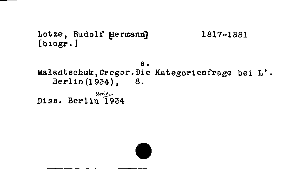 [Katalogkarte Dissertationenkatalog bis 1980]