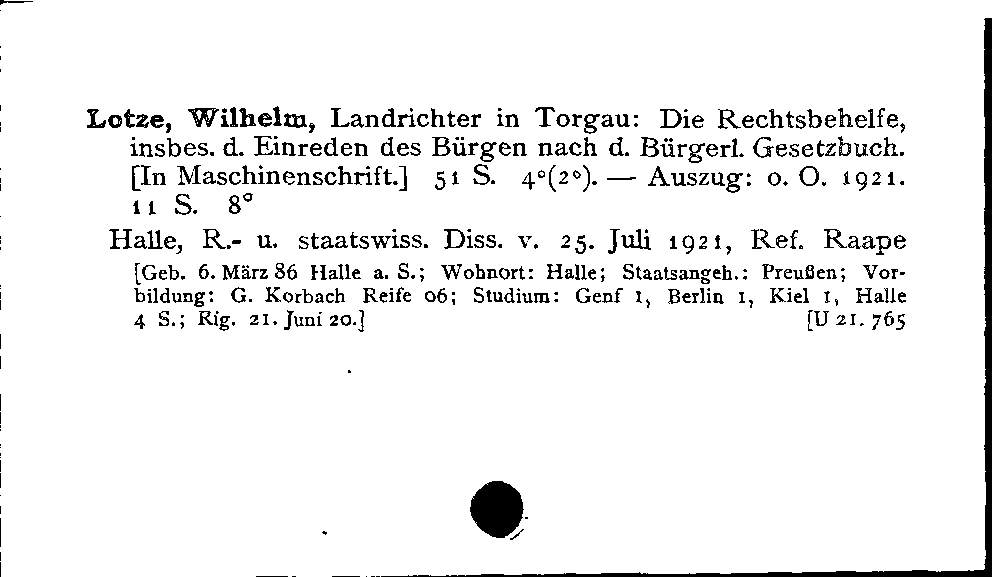 [Katalogkarte Dissertationenkatalog bis 1980]