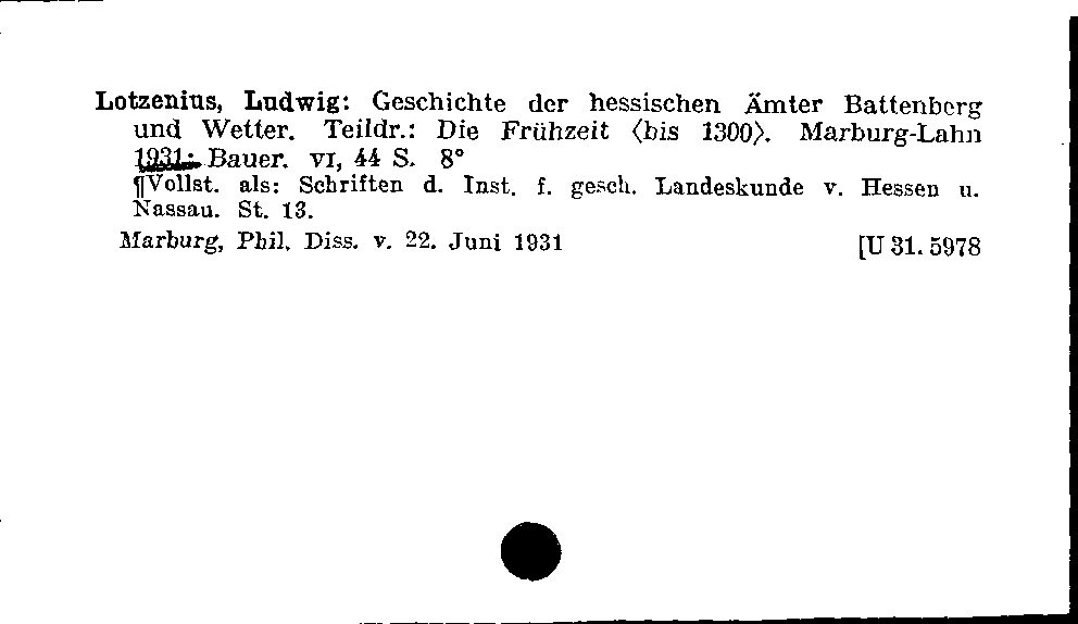 [Katalogkarte Dissertationenkatalog bis 1980]