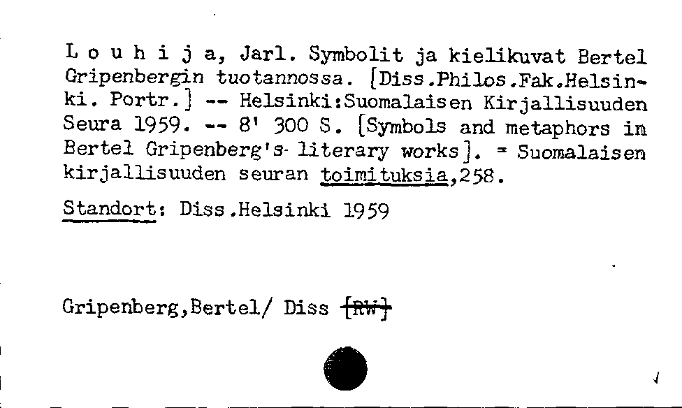 [Katalogkarte Dissertationenkatalog bis 1980]