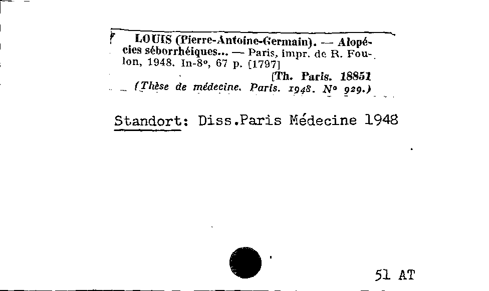 [Katalogkarte Dissertationenkatalog bis 1980]