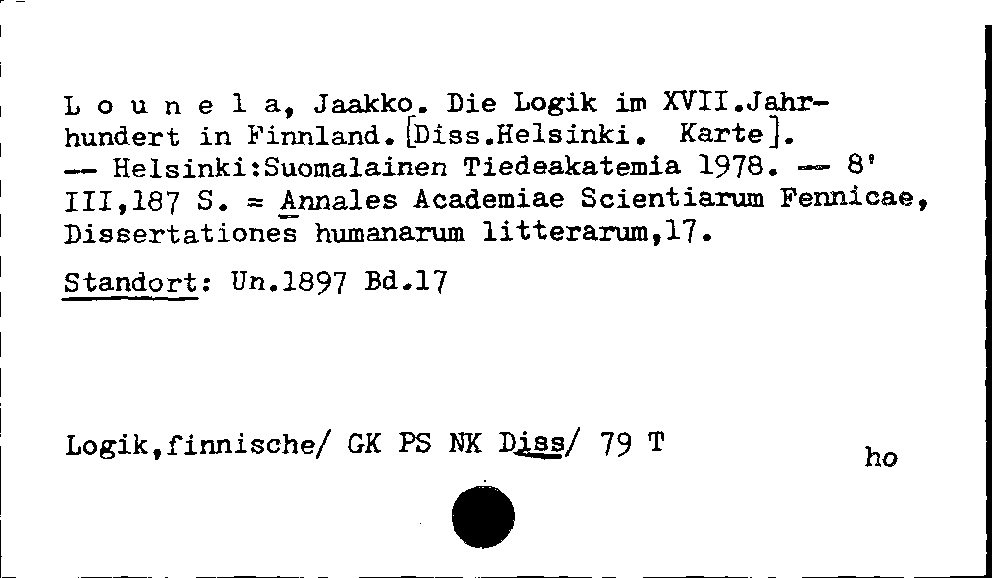 [Katalogkarte Dissertationenkatalog bis 1980]