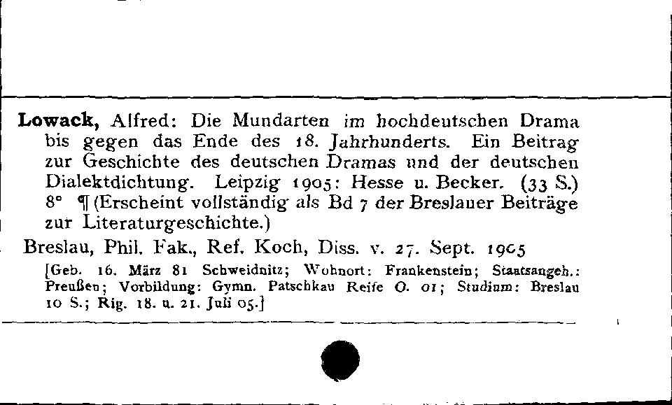 [Katalogkarte Dissertationenkatalog bis 1980]